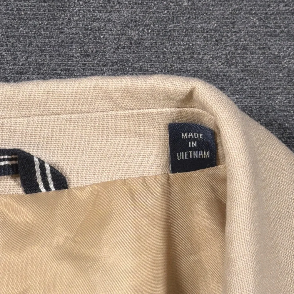 Nautica Sport Coat Mens 38R Beige Linen Cotton Blend Modern Fit Blazer Jacket